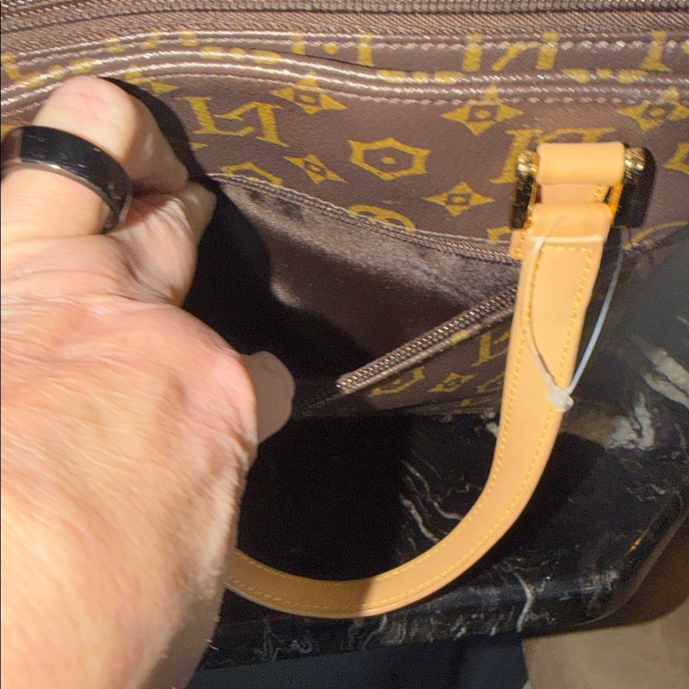 Valentino Lorenzo Brown Monogram Tote Bag with Tan Handles - Picture 4 of 4